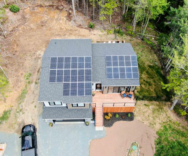 Home with solar panels in Nova Scotia.